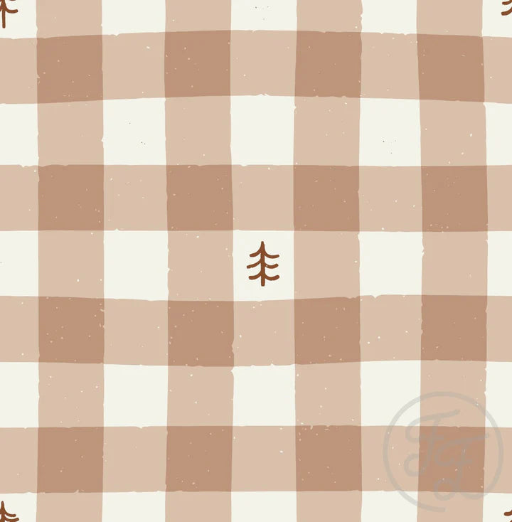 Fall Gingham with Trees Brown Medium