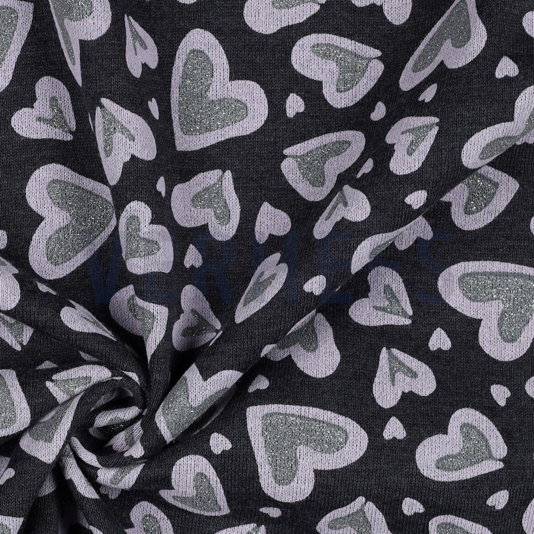 Melange Glitter Indigo Leopard Hearts - Organic Soft Sweat