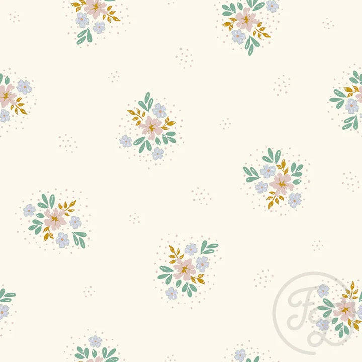 Flowers In Dots Blue And Green