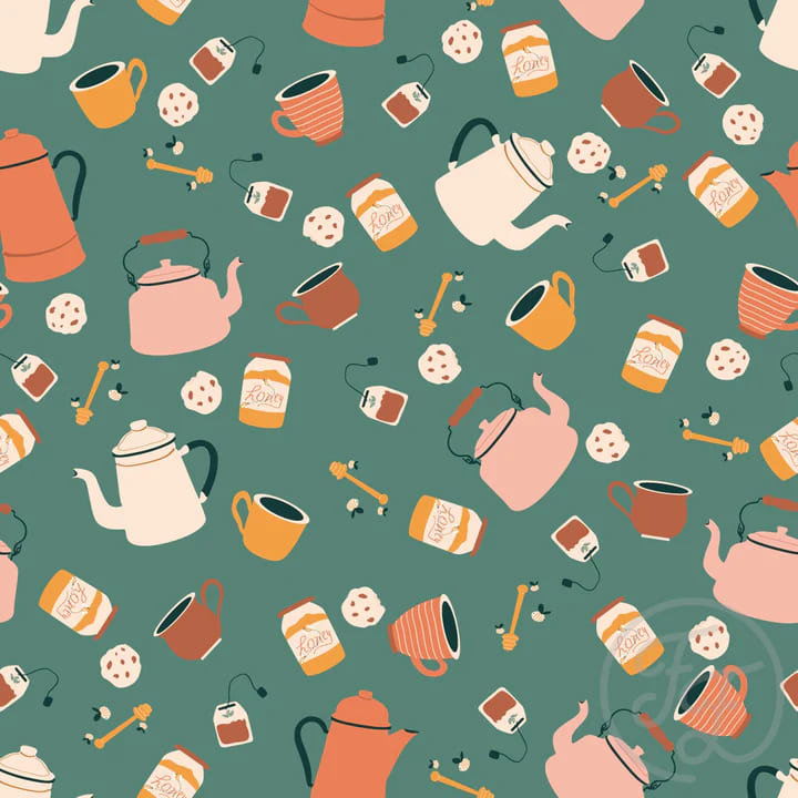Cozy Tea And Pot In Viridean Green