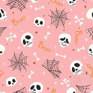 Skulls & Spiderweb in Soft Pink