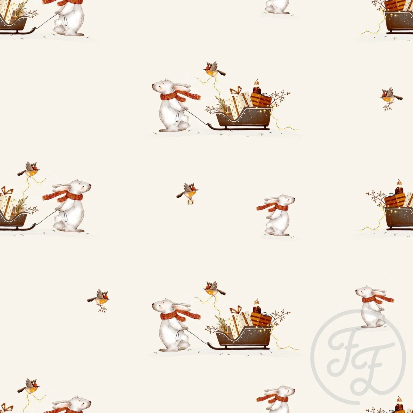 Holly Jolly Bunny Off White