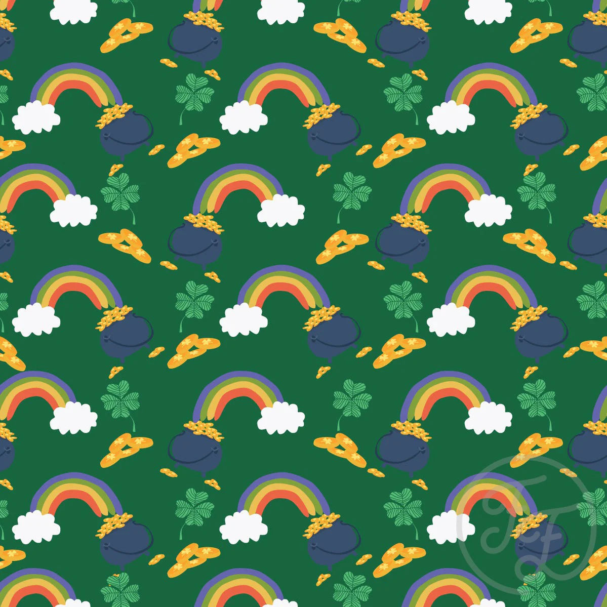 St Patrick day pot of gold rainbow in jewel