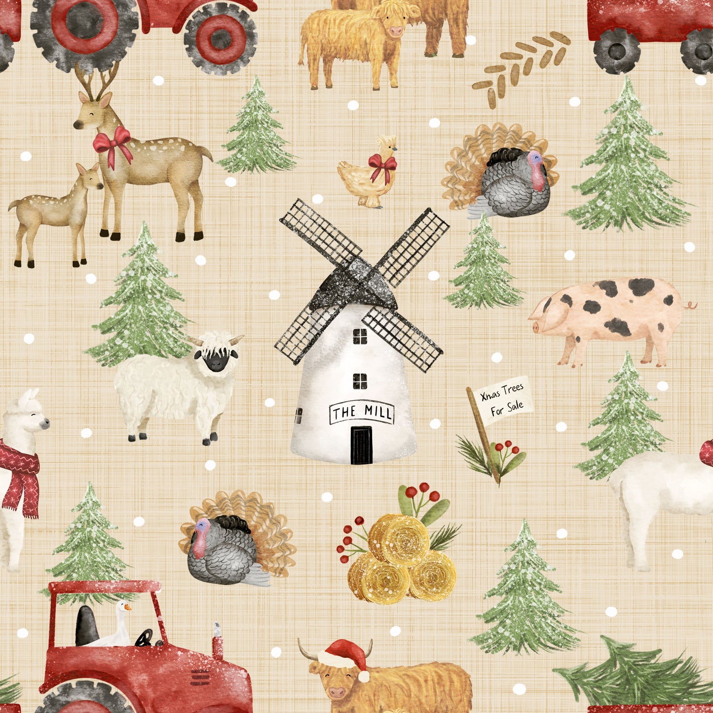 In Stock Christmas Farm Sweat Fleece