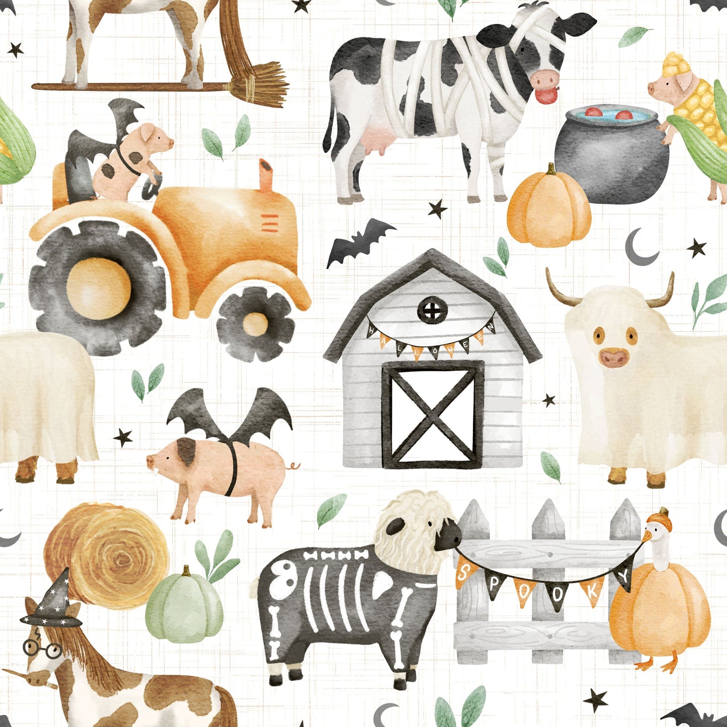 Halloween Farm Sweat Fleece Misaligned
