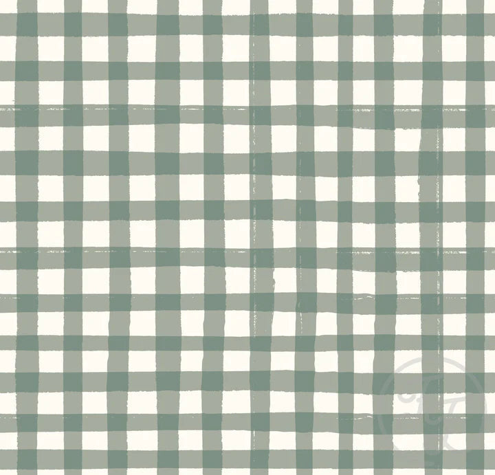 Picnic Gingham GreenOrganic Jersey Knit
