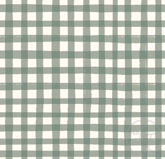 Picnic Gingham GreenOrganic Jersey Knit