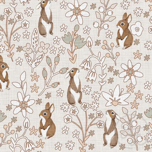 Flowers and Bunnies Organic Jersey Knit