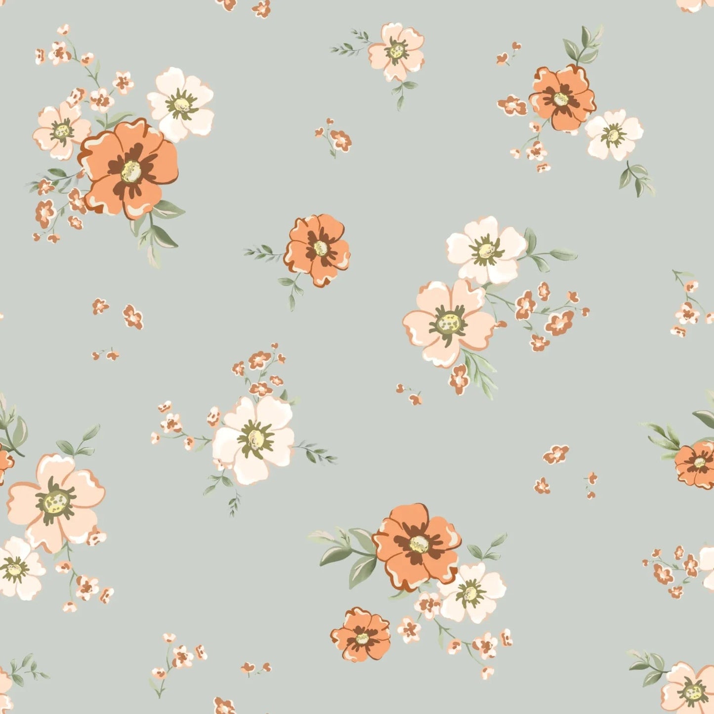 Floral Lori Orange Mint Organic Jersey Knit