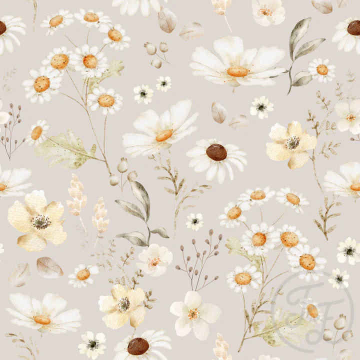 Floral Caroline Oat Organic Jersey Knit