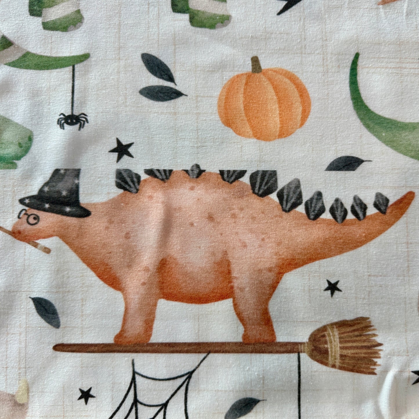 In Stock Halloween Dinos Jersey Knit Misaligned