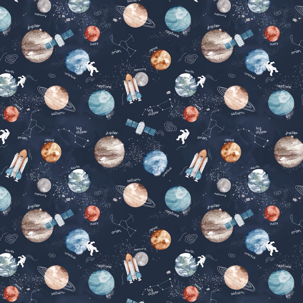 Navy Space European French Terry, GOTS certified fabric.