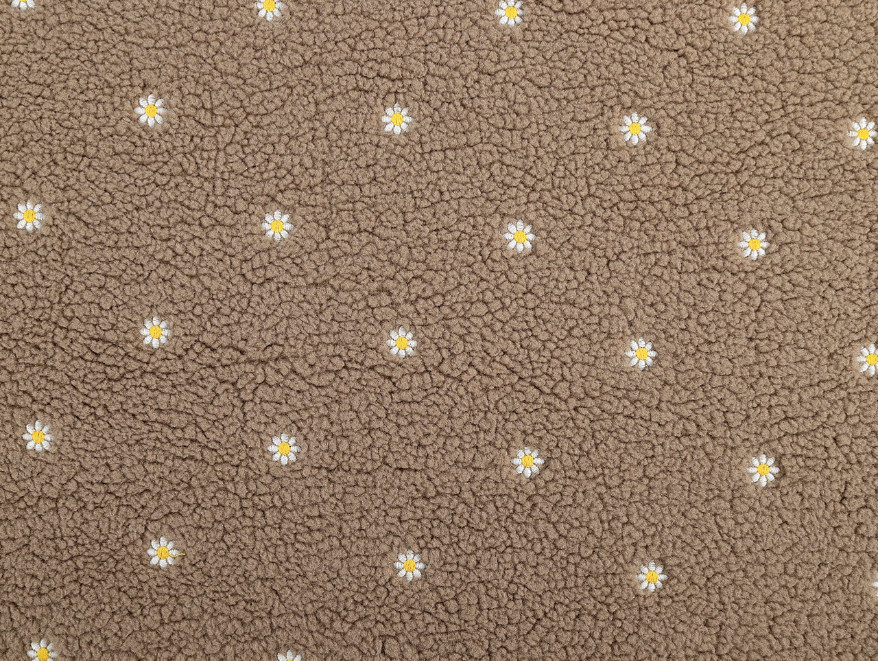 Floral Embroidered Teddy Fleece - Brown