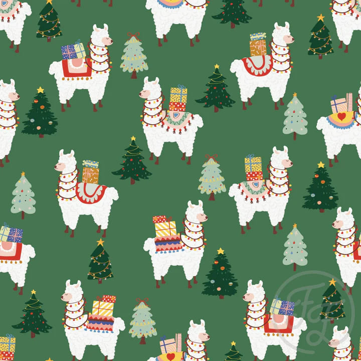 Llamas With Presents In Tealish Green