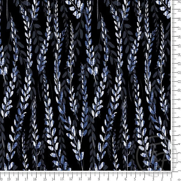 Tie And Dye Leaves In Denim Blue