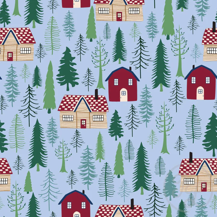 Village In Light Blue Grey
