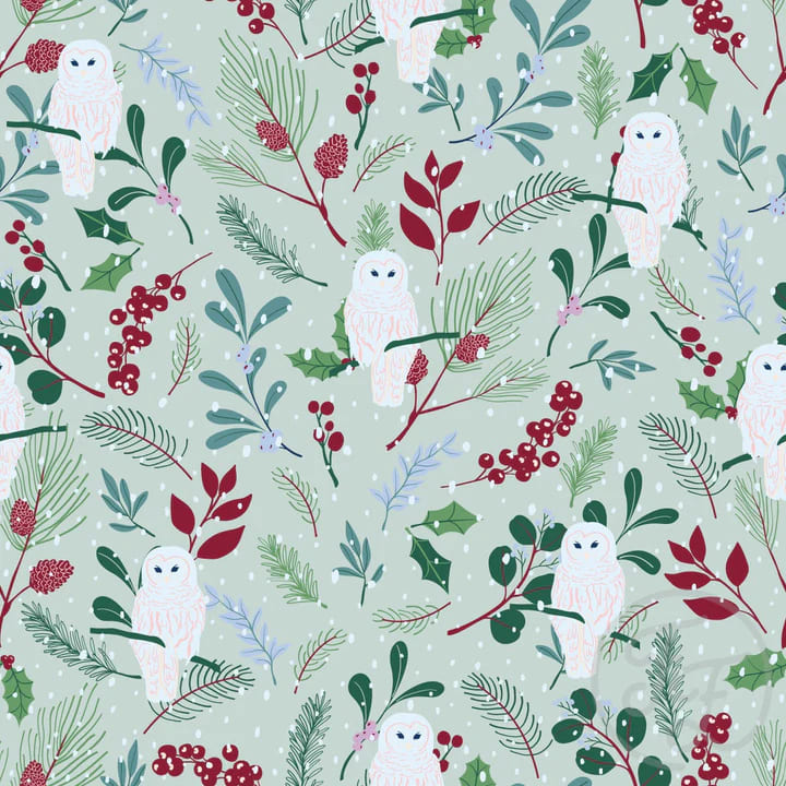Winter Foliage And Snow Owl In Sea Mist
