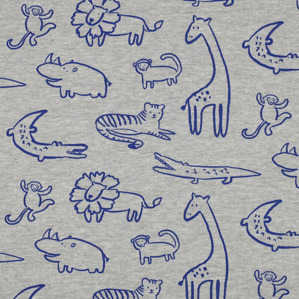 Safari Animals Organic Soft Sweat- Light Grey Melange