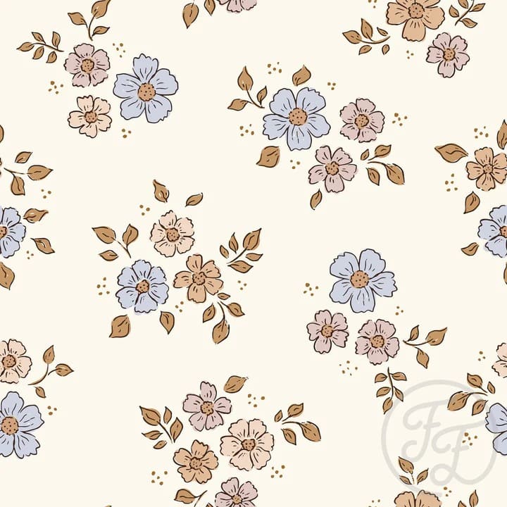 Boo Flower Dusty Blue Pink Salmon