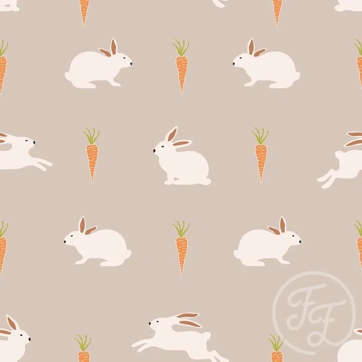 Carrots And Bunnies Taupe
