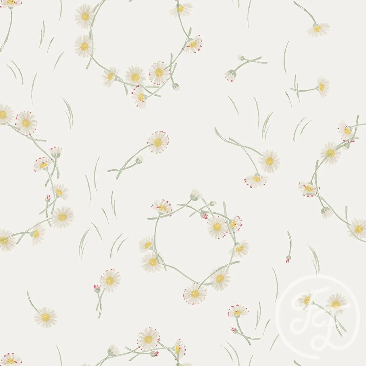 Daisy Crown, Rib Knit by Family Fabrics - Fabric - Bibs And Boots Fabric