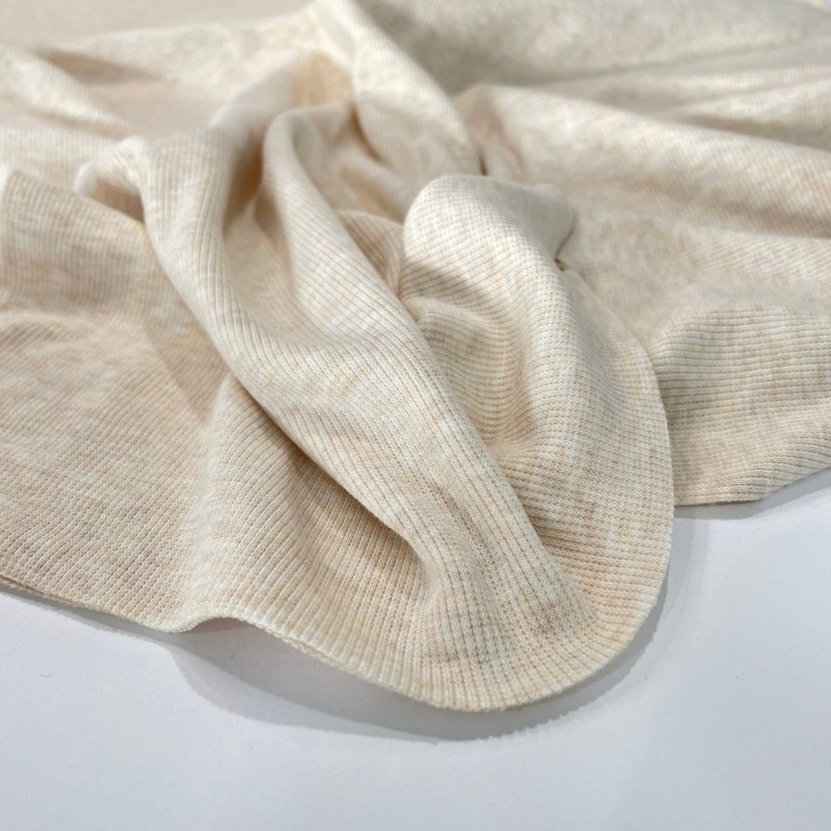 Heather Almond Ribbing 2x2 Bamboo Cotton - Fabric - Bibs And Boots Fabric