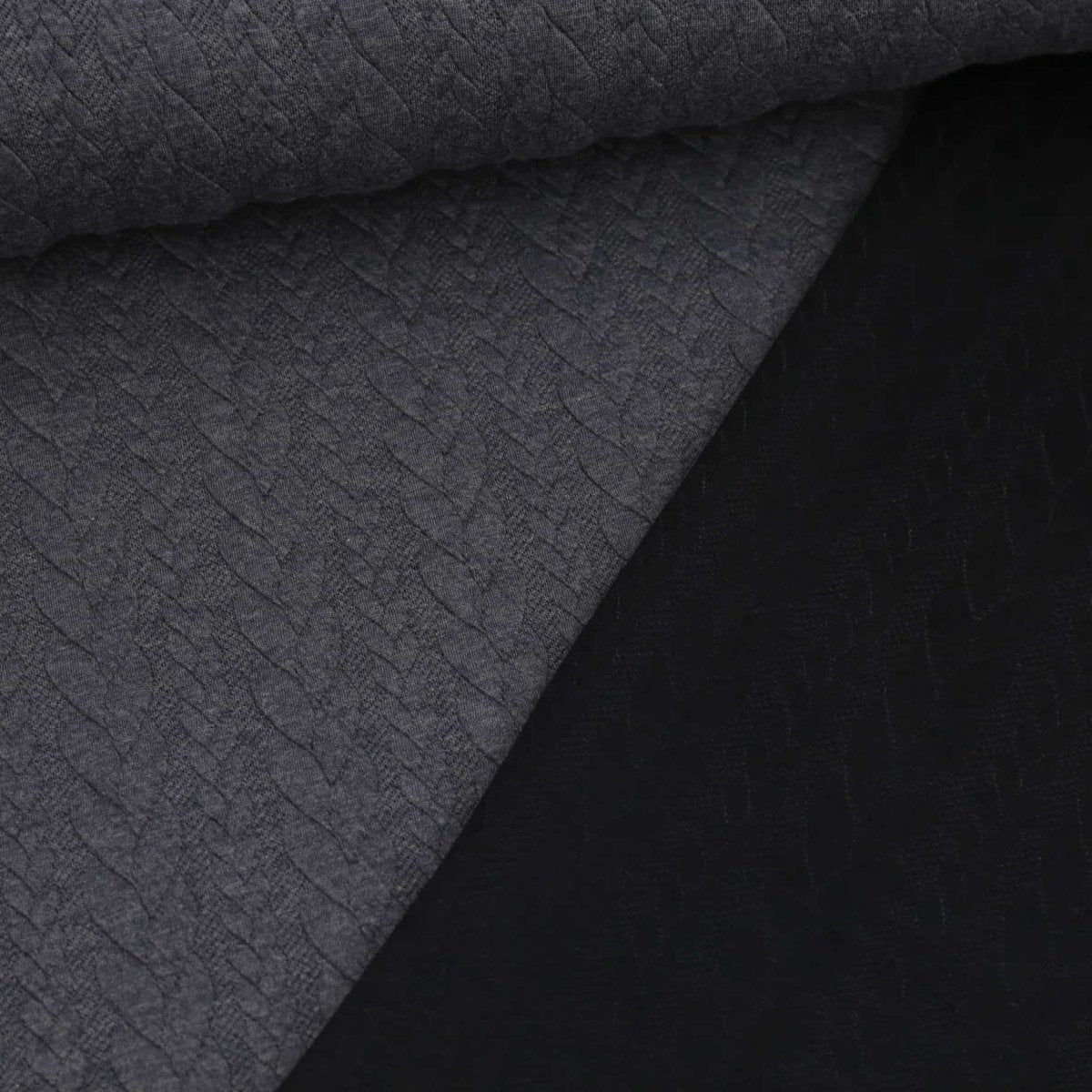 Soft jacquard sweatshirt cable pattern in Dark Gray Blue. - Fabric - Bibs And Boots Fabric