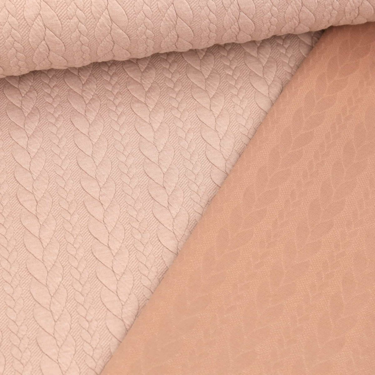 Soft jacquard sweatshirt cable pattern in Old Pink. - Fabric - Bibs And Boots Fabric