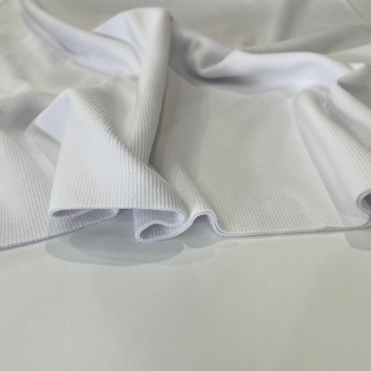 White Ribbing 2x2 Bamboo Cotton - Fabric - Bibs And Boots Fabric