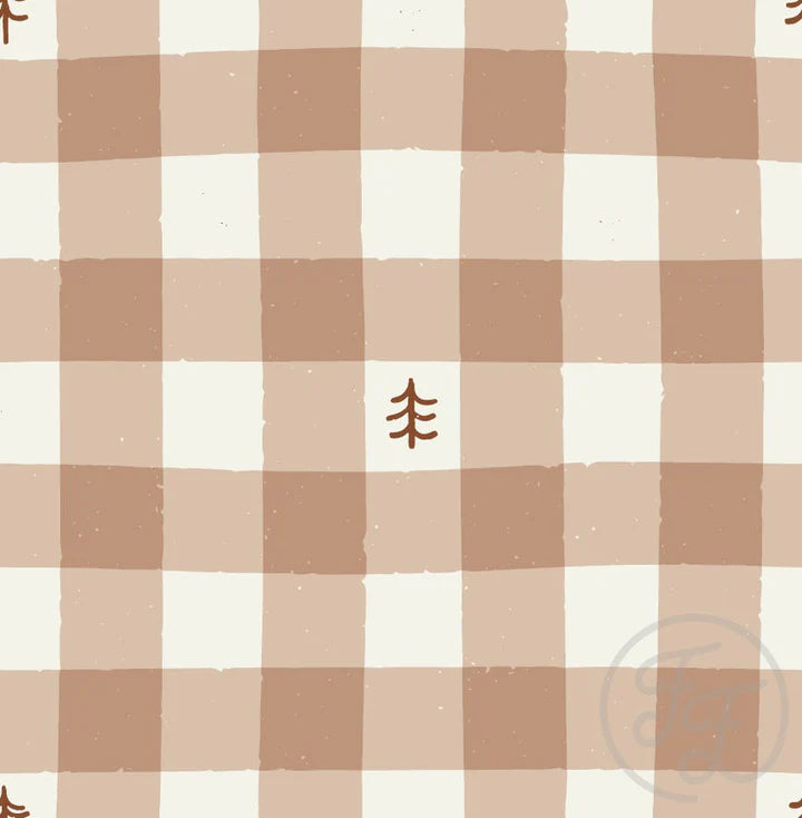 Fall Gingham with Trees Brown Small