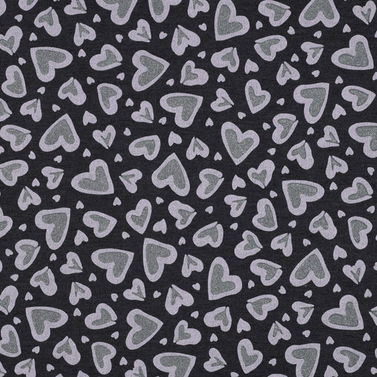 Melange Glitter Indigo Leopard Hearts - Organic Soft Sweat