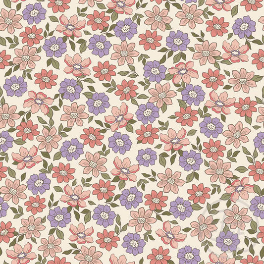 Retro Flowers Rose Purple