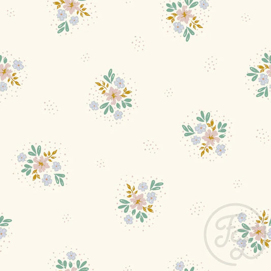 Flowers In Dots Blue And Green