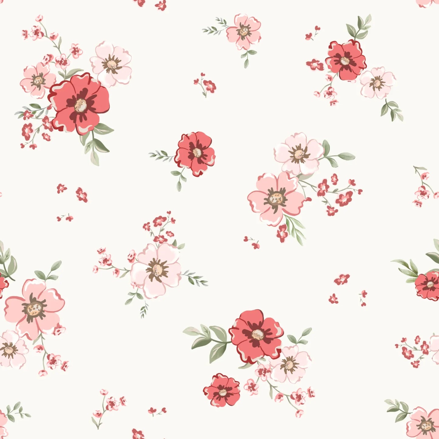 Floral Lori Red Offwhite