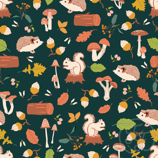 Hedgehogs, Squirrels, Acorns In Timber Green