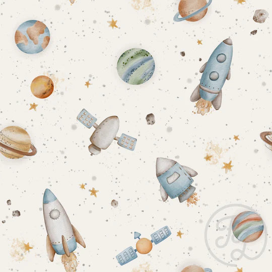 Spaceships Cream – Bibs And Boots Fabric