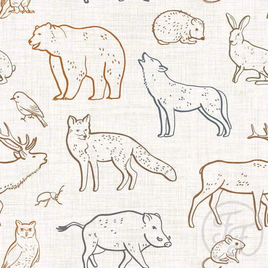 Forest Animals Contour Multi Linen