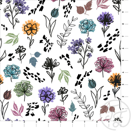 Sketchy Wild Garden in White