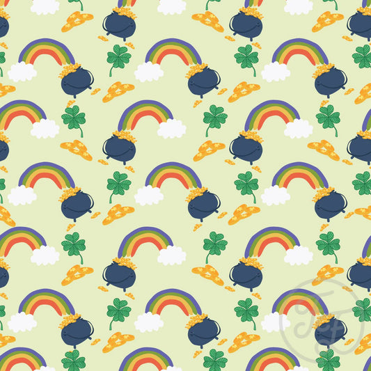 St Patrick day pot of gold rainbow in Mint Jewel