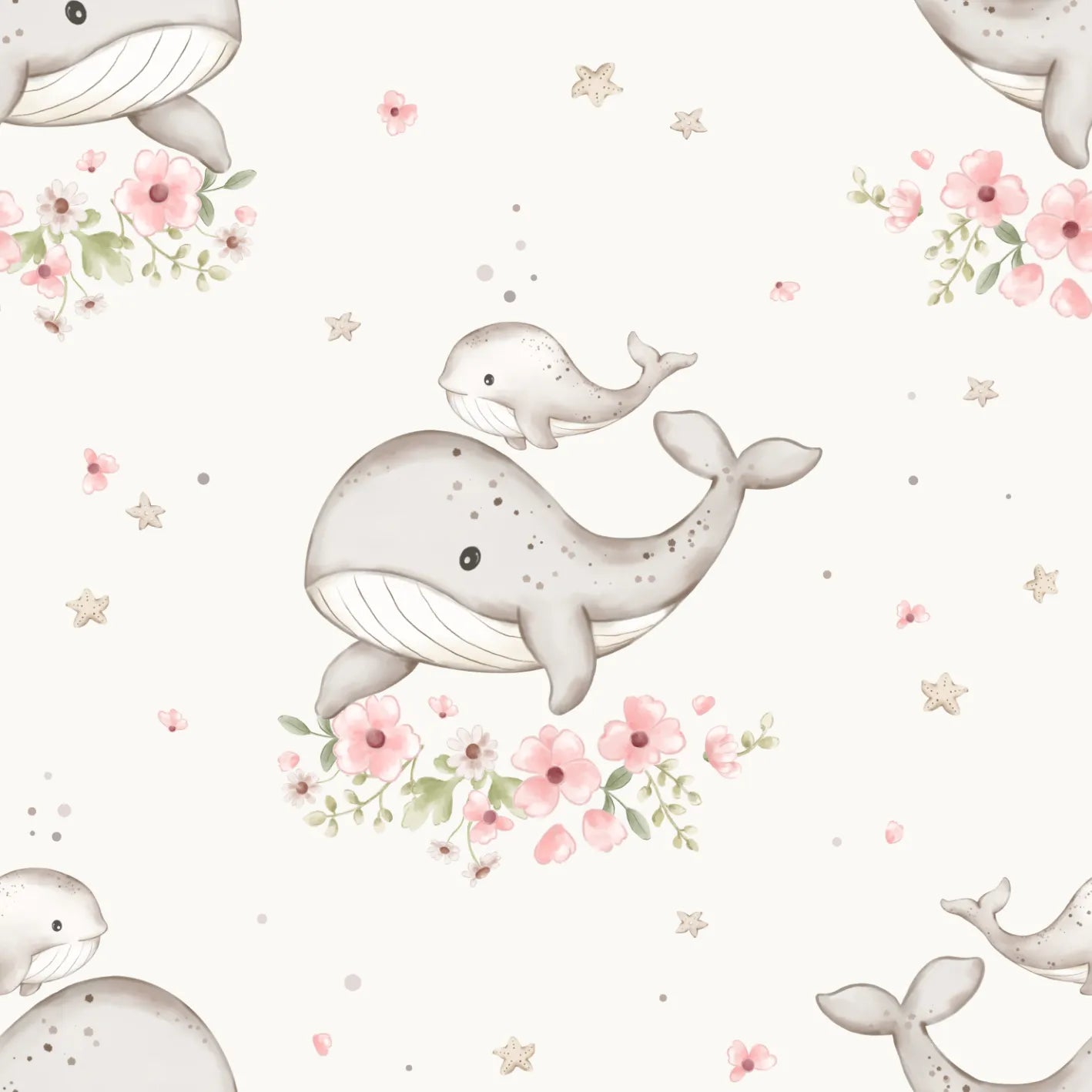 Whale and Baby Off White