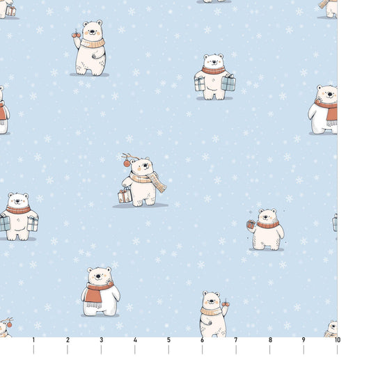 Happy Polar Bears in Pastel Blue