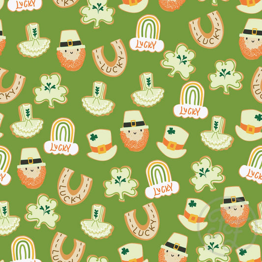 St Patrick day cookies in Muted Green