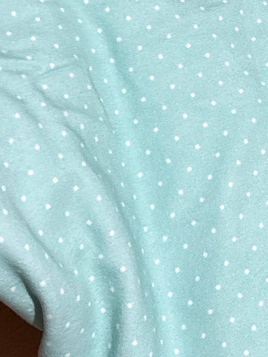 Mint Polka Dot Cotton French Terry