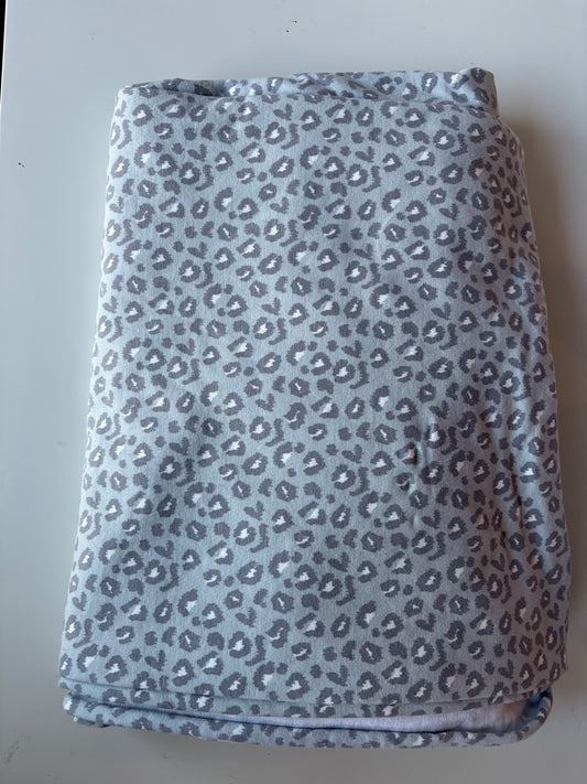 Grey Leopard cotton French Terry