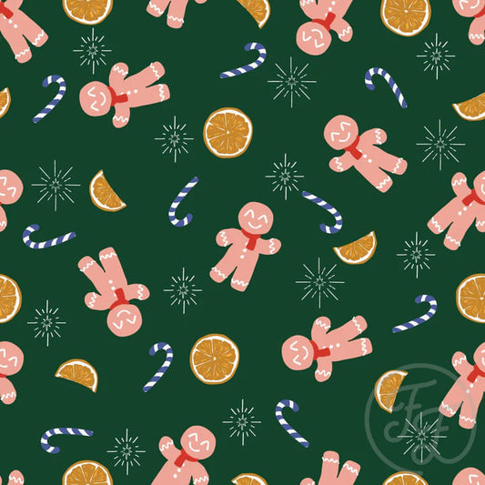 Gingerbread Man, Orange Slice & Candies In Evergreen