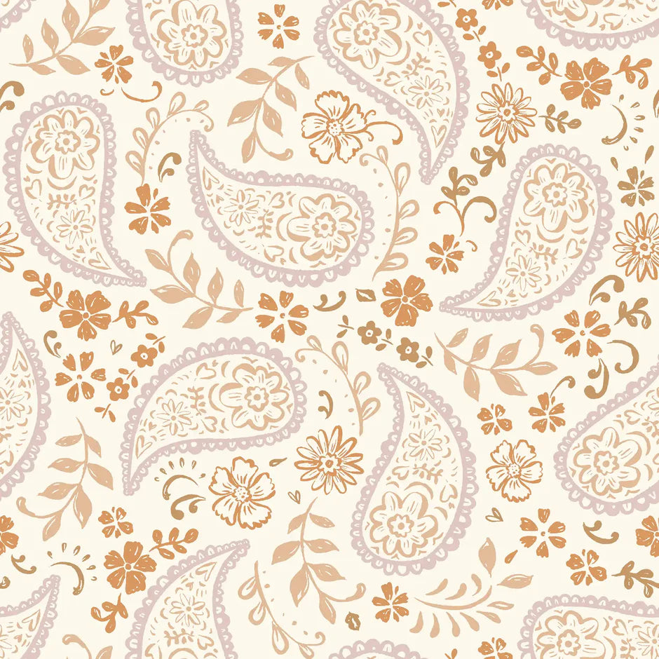 Paisley Terra Cotta Organic French Terry