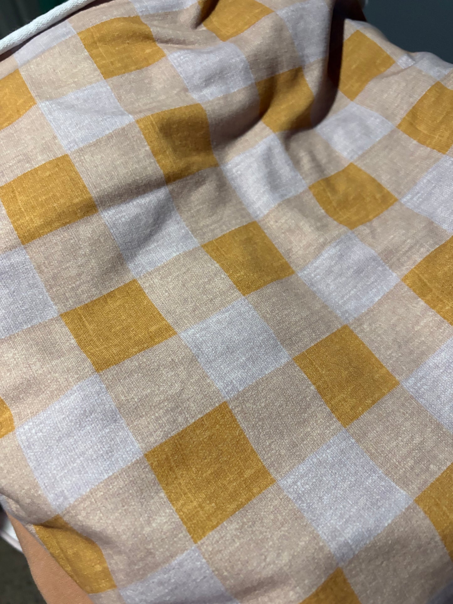 Mustard Gingham Cotton French Terry