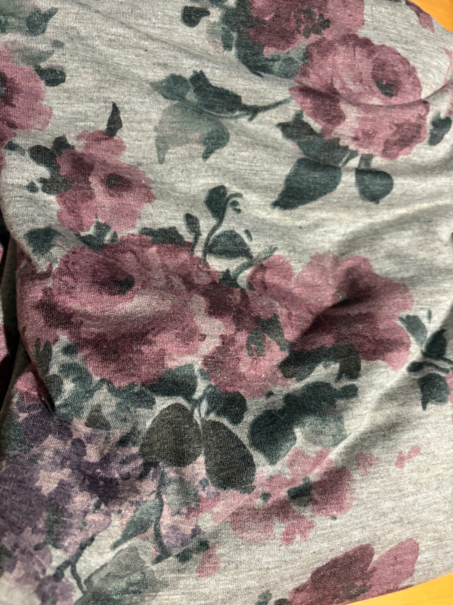 Grey and Purple Floral French Terry