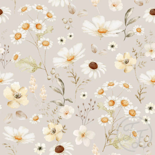 Floral Caroline Oat Organic Jersey Knit