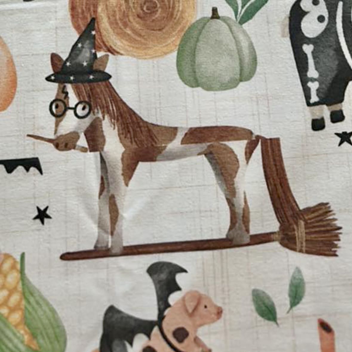 Halloween Farm, Custom Jersey Knit, Organic Fabric, Misaligned